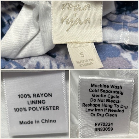 Roan + Ryan Womens S Maxi Dress Blue White Animal Print Tiered Spaghetti Strap - Picture 7 of 7